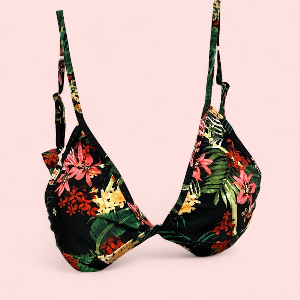 Dixxon NWT black tropical triangle bikini top swim surf pool Gili tanning suit